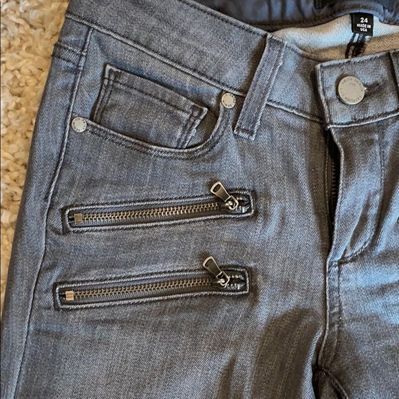 PAIGE EDGEMONT  Denim Jeans Ankle Gray skinny Pants Moto Size 24 Small Sz 0 Punk - Picture 2 of 6